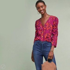 Maeve Magenta Floral Button Down